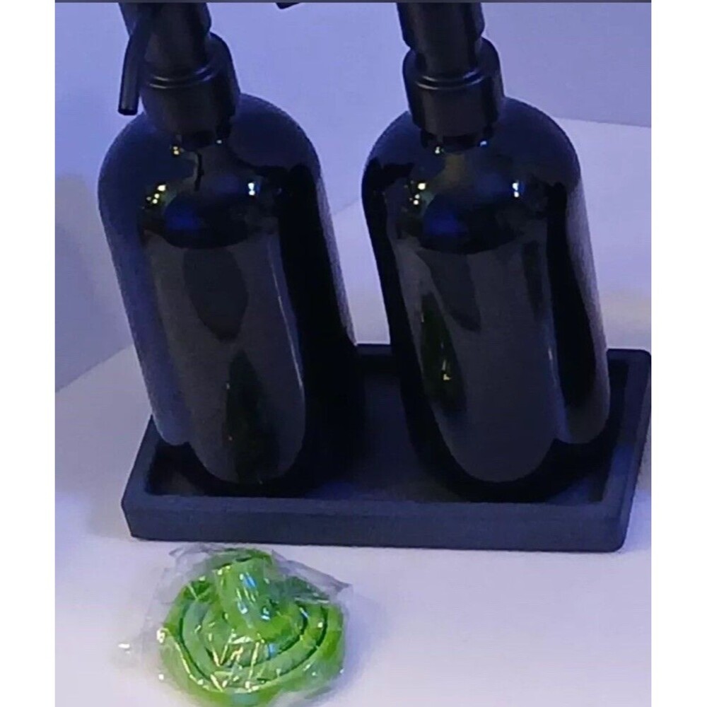 Set of 2 Liquid Soap/Lotion Dispensers - Black Matte & Black Glass NEW In Box